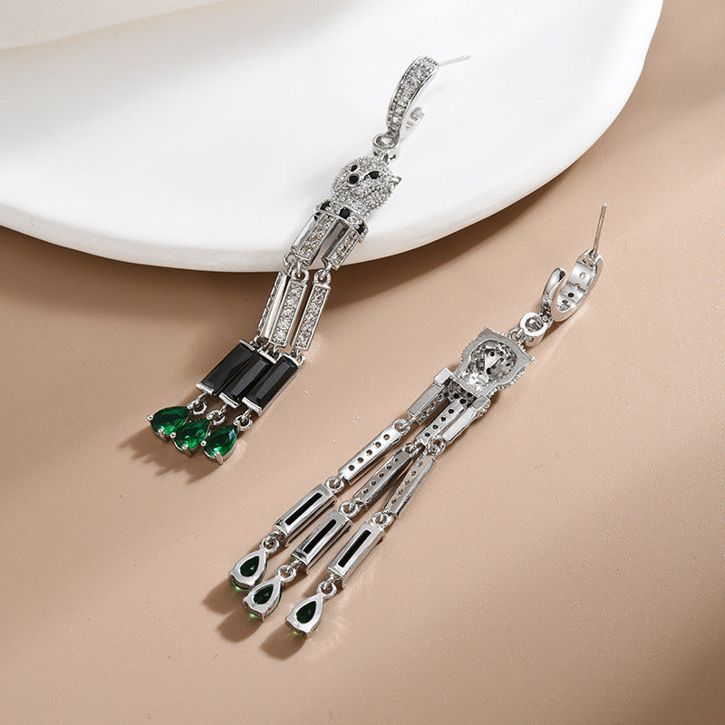 Leopard Tassel Cubic Zirconia Earrings E7922