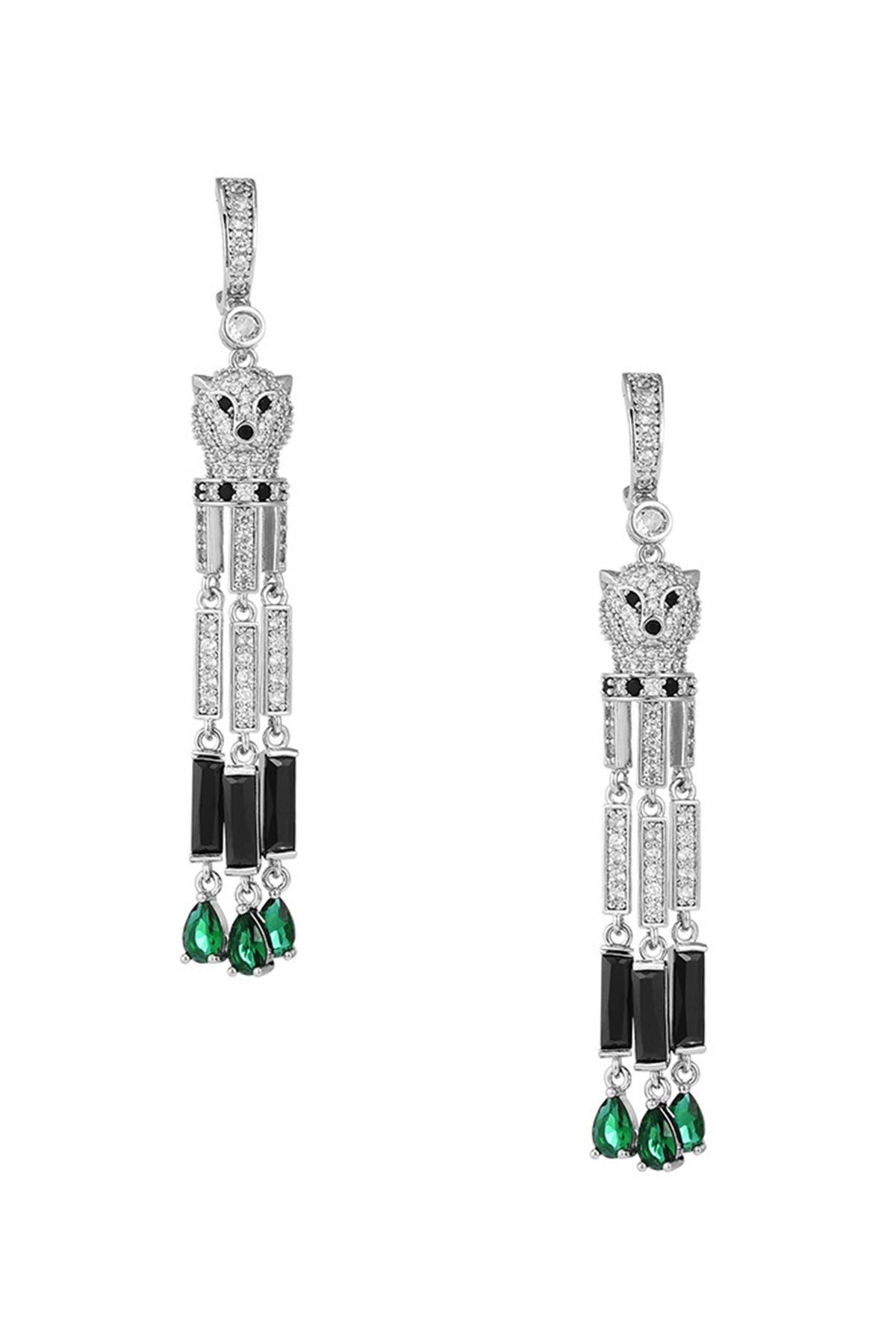 Leopard Tassel Cubic Zirconia Earrings E7922