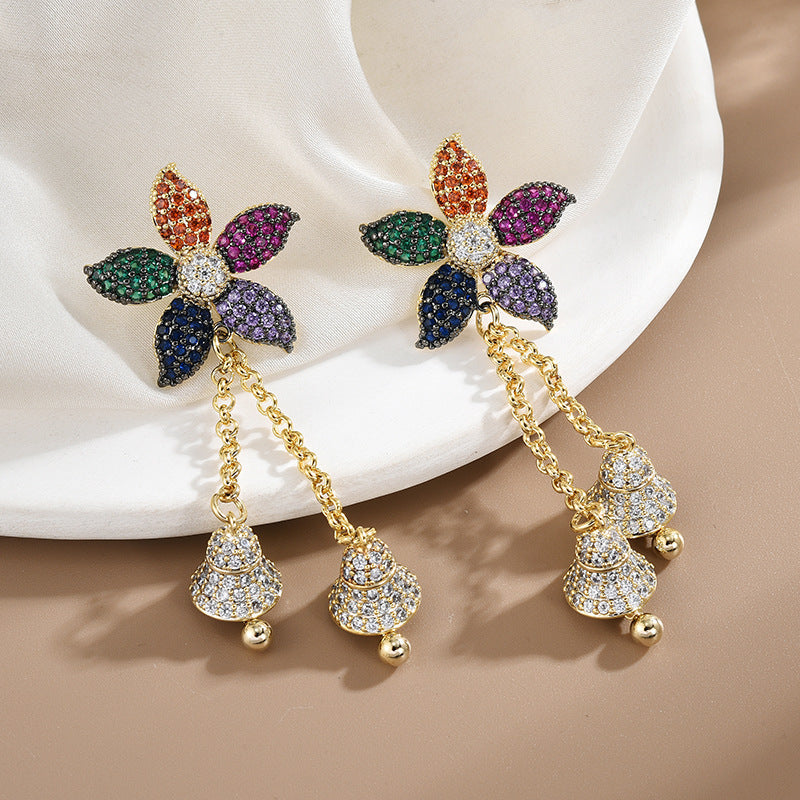 Flower Rectangle Cubic Zirconia Earrings E7926