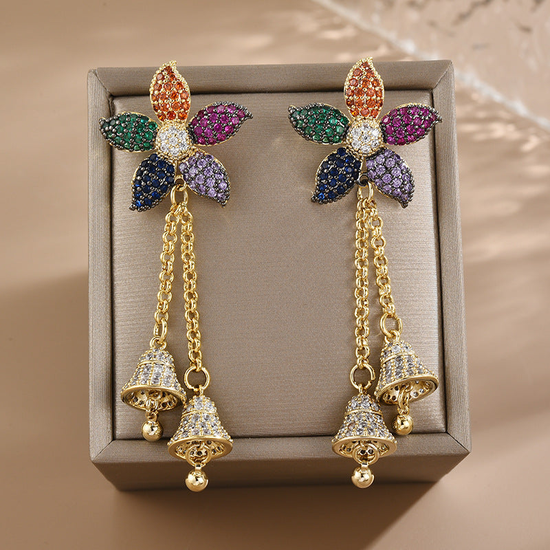 Flower Rectangle Cubic Zirconia Earrings E7926