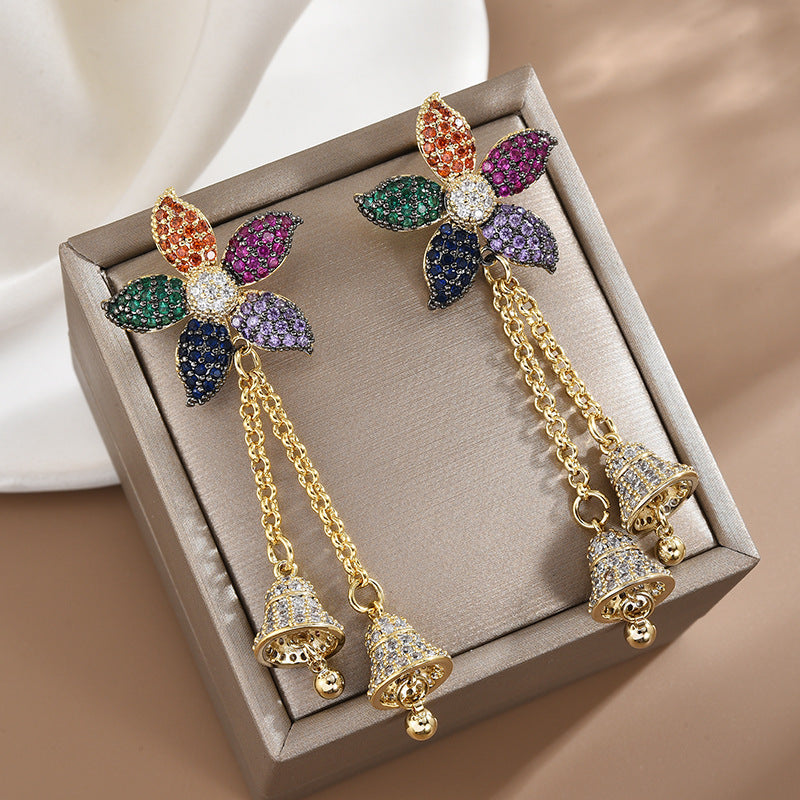 Flower Rectangle Cubic Zirconia Earrings E7926