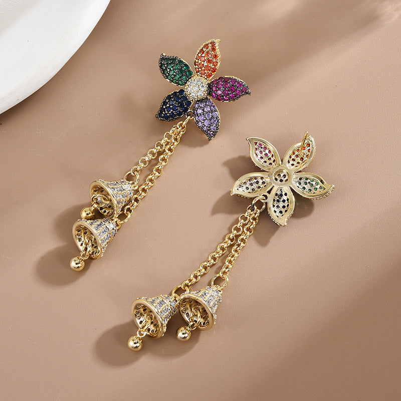 Flower Rectangle Cubic Zirconia Earrings E7926