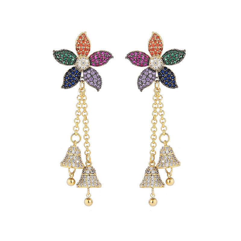 Flower Rectangle Cubic Zirconia Earrings E7926