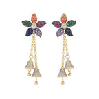 Flower Rectangle Cubic Zirconia Earrings E7926
