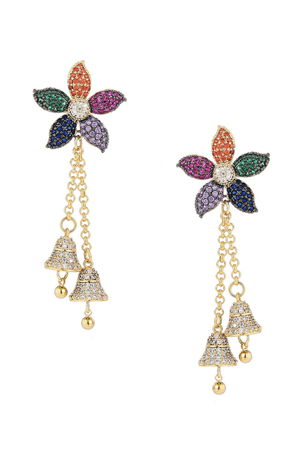 Flower Rectangle Cubic Zirconia Earrings E7926