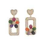 Flower Rectangle Cubic Zirconia Earrings E7926