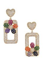 Flower Rectangle Cubic Zirconia Earrings E7926