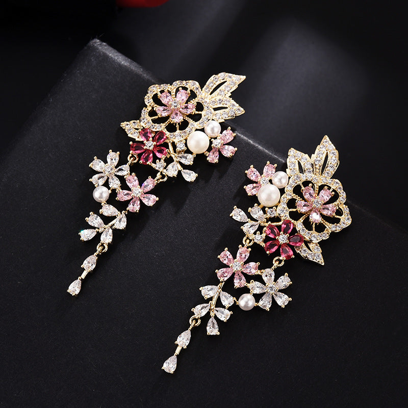 Floral Cubic Zirconia Earrings E7951