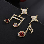 Musical Note Cubic Zirconia Asymmetric Earrings E7955