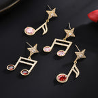 Musical Note Cubic Zirconia Asymmetric Earrings E7955
