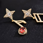 Musical Note Cubic Zirconia Asymmetric Earrings E7955