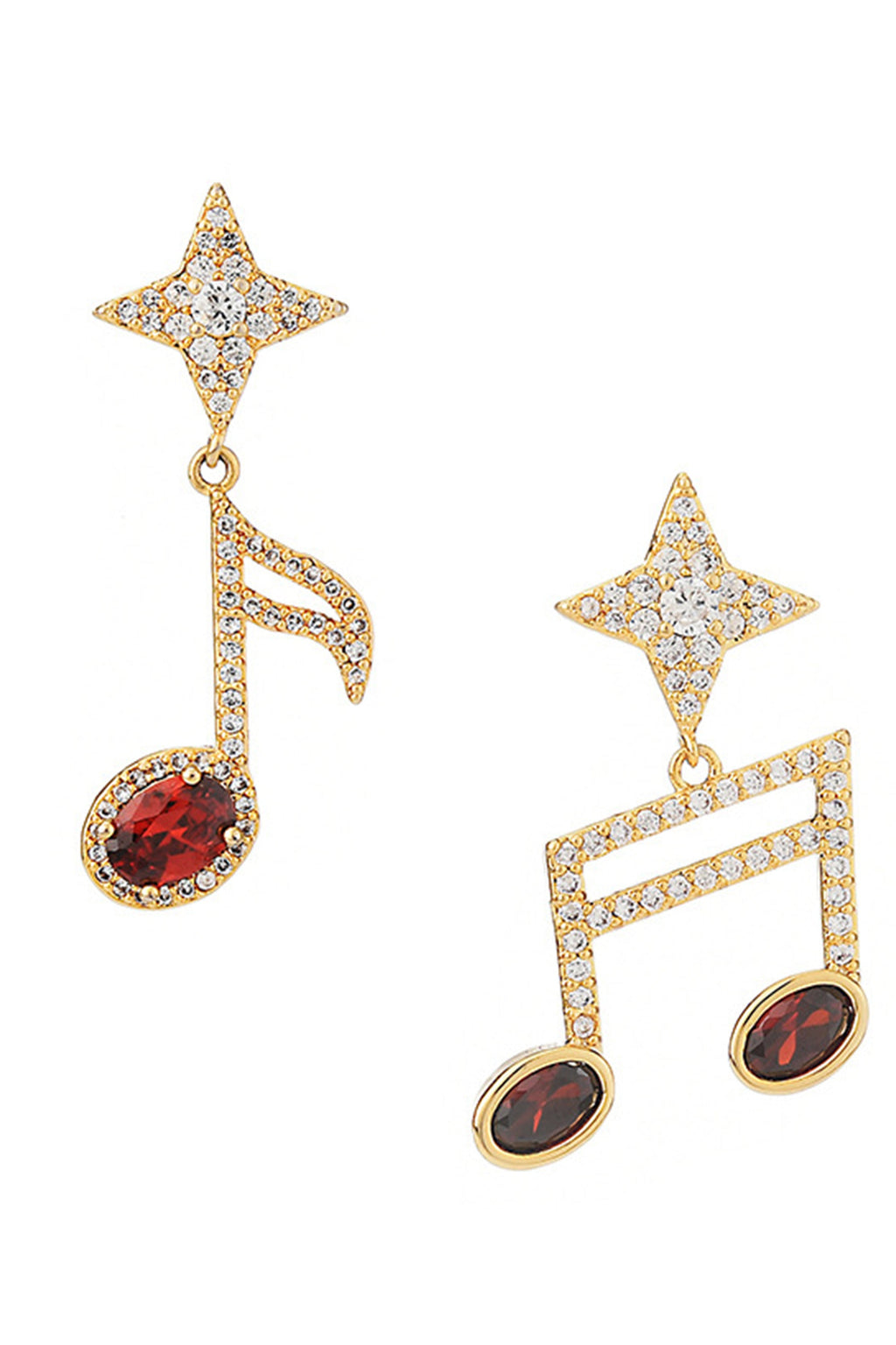 Musical Note Cubic Zirconia Asymmetric Earrings E7955