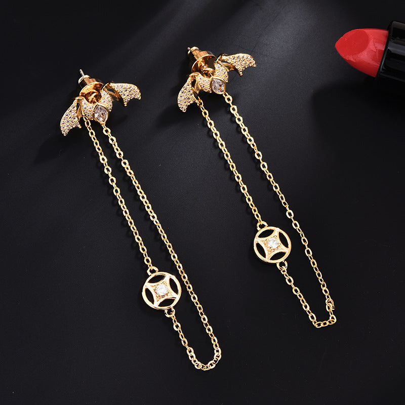 Bat Chain Cubic Zirconia Earrings E7957
