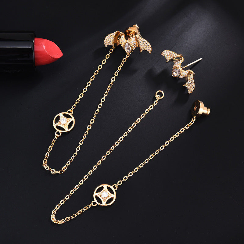 Bat Chain Cubic Zirconia Earrings E7957