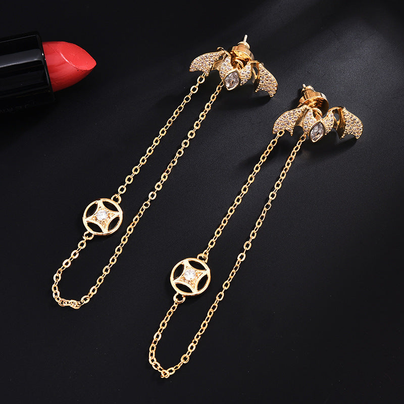 Bat Chain Cubic Zirconia Earrings E7957