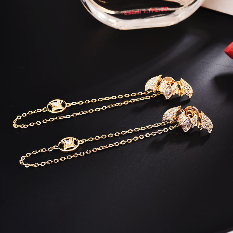 Bat Chain Cubic Zirconia Earrings E7957