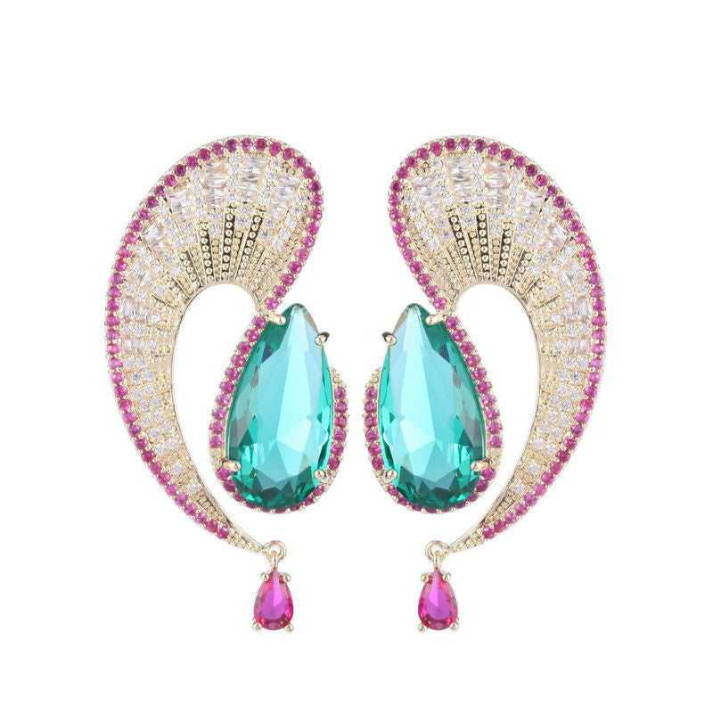 Geometry Teardrop Cubic Zirconia Earrings E7961