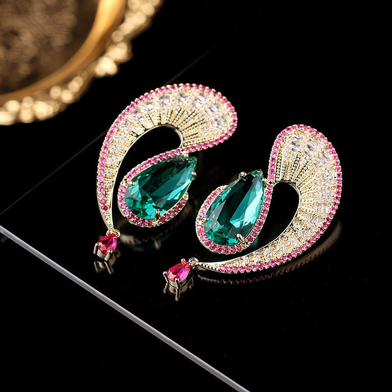 Geometry Teardrop Cubic Zirconia Earrings E7961