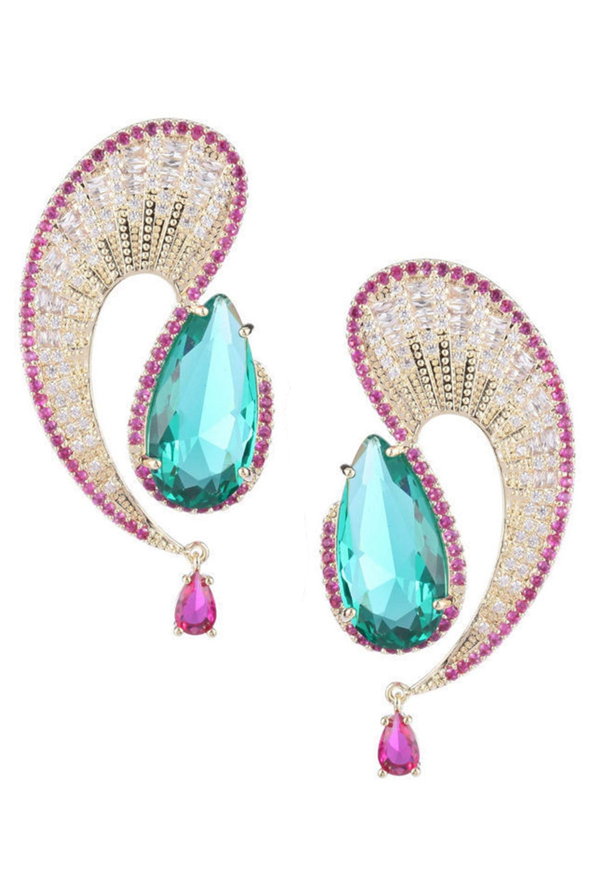 Geometry Teardrop Cubic Zirconia Earrings E7961