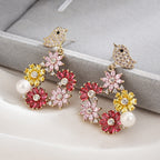 Bird Wreath Cubic Zirconia Earrings E7963