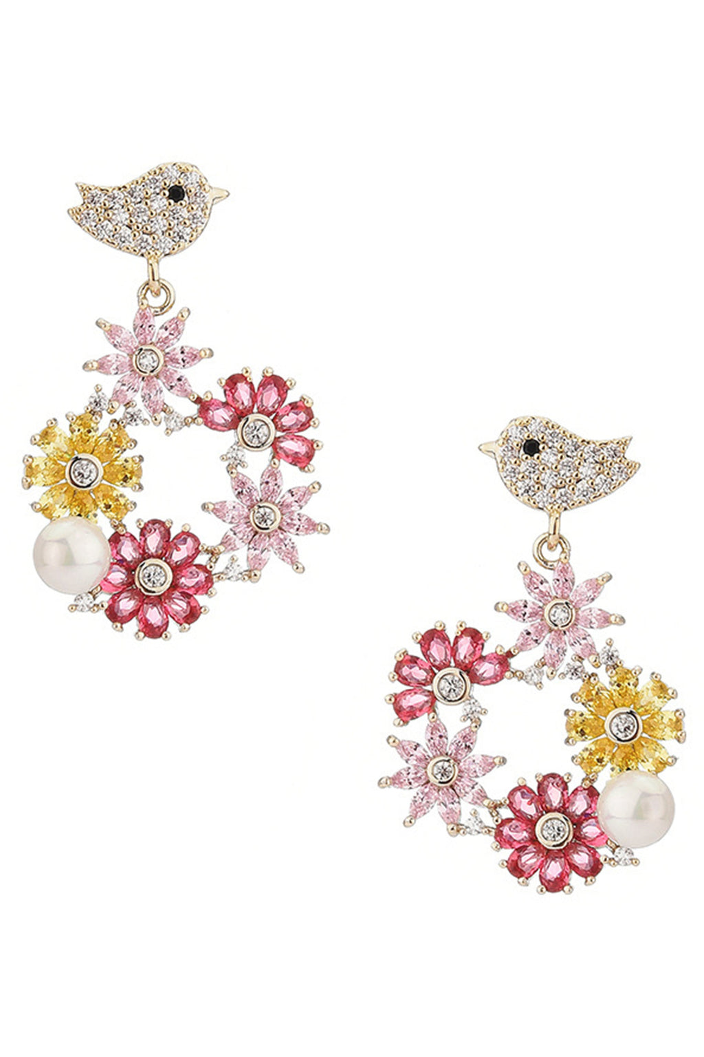 Bird Wreath Cubic Zirconia Earrings E7963