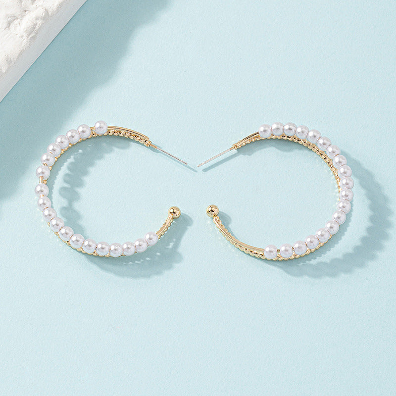 Pearl Hoop Earrings E8053