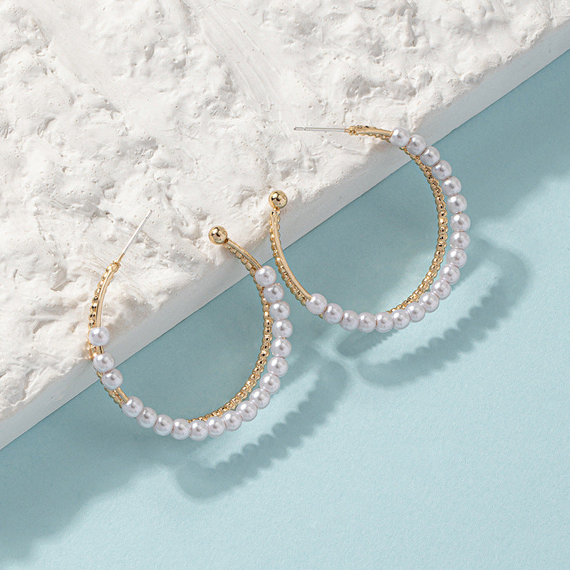 Pearl Hoop Earrings E8053