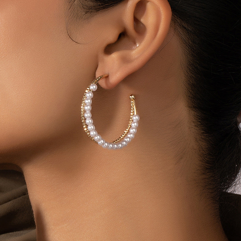 Pearl Hoop Earrings E8053