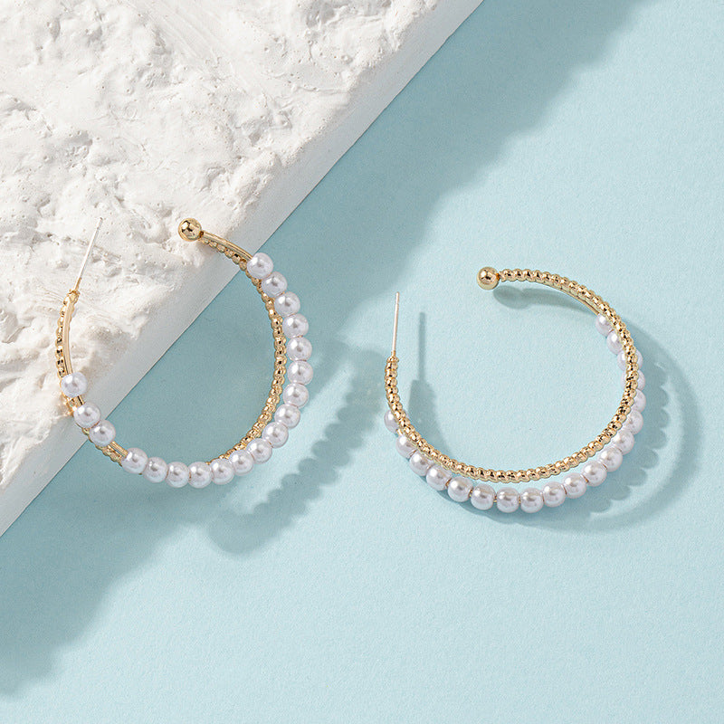 Pearl Hoop Earrings E8053