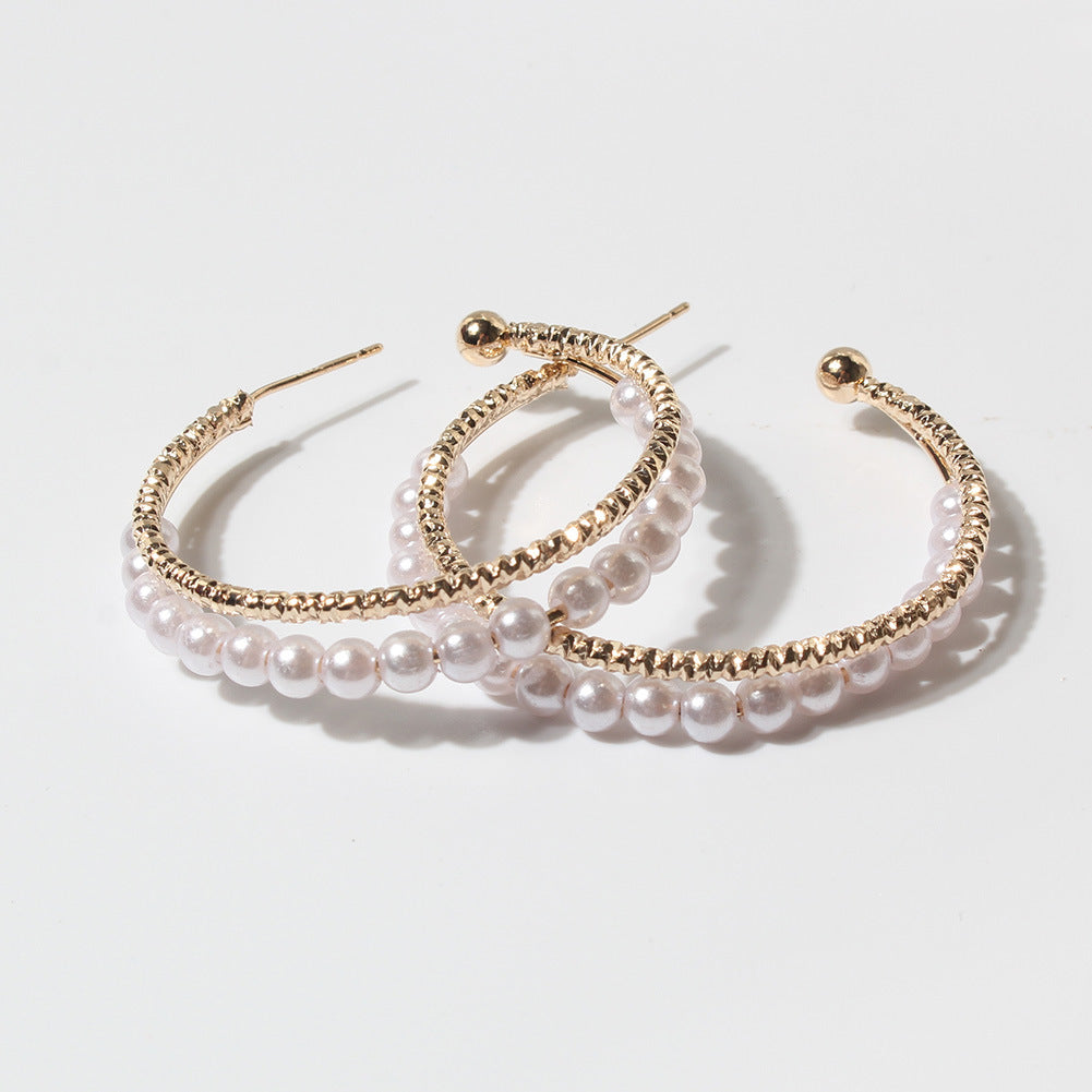 Pearl Hoop Earrings E8053