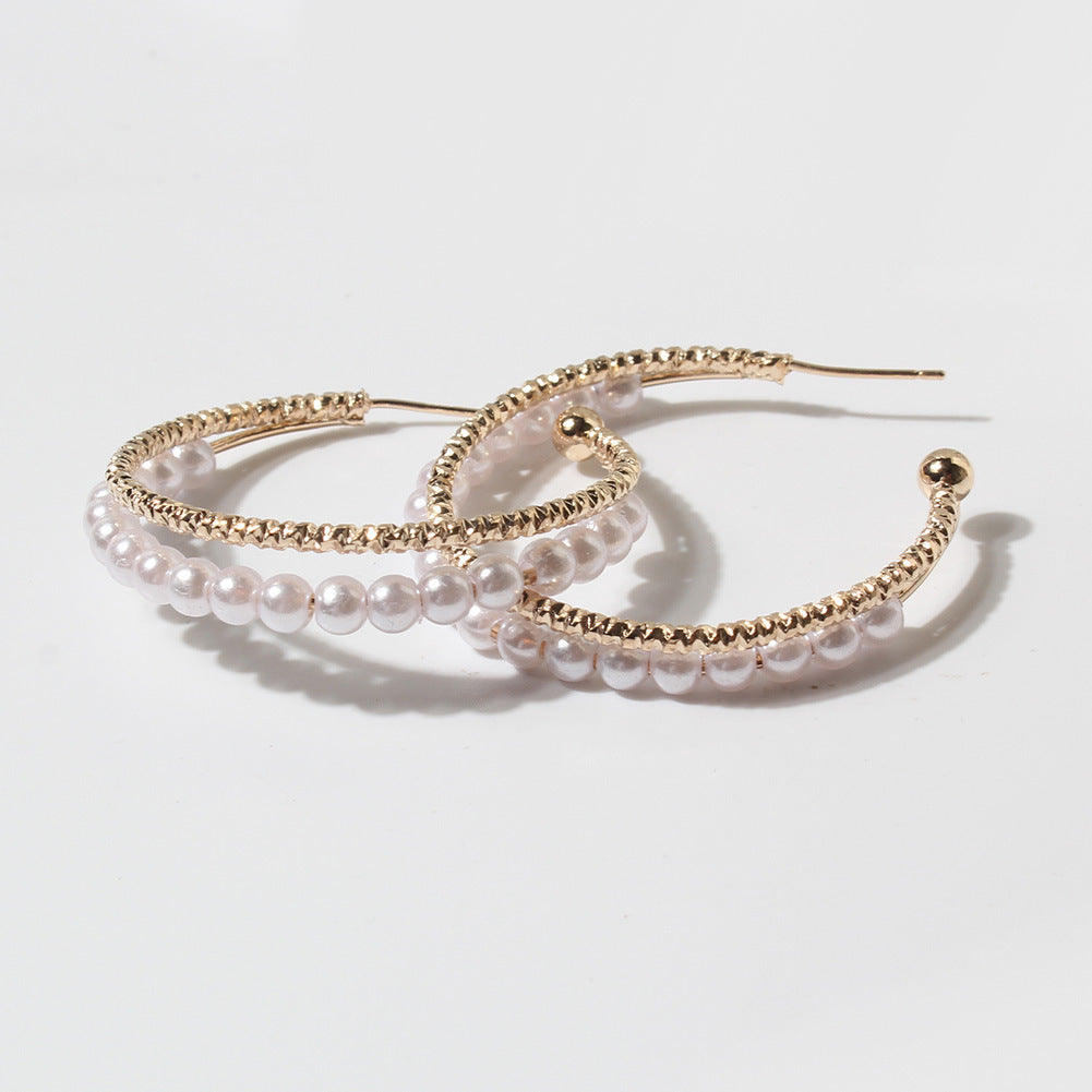Pearl Hoop Earrings E8053