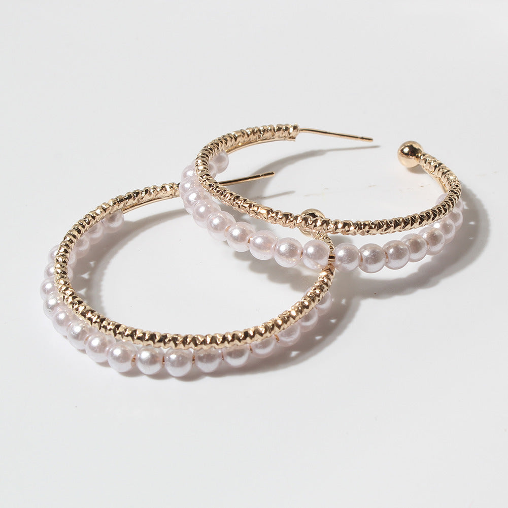 Pearl Hoop Earrings E8053