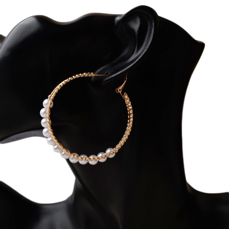 Pearl Hoop Earrings E8053
