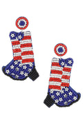 Independence Day Boot Seed Bead Earrings E8064