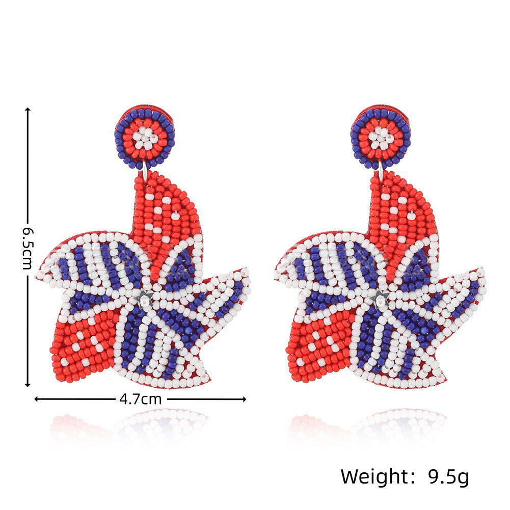 Independence Day Windmill Seed Bead Earrings E8066