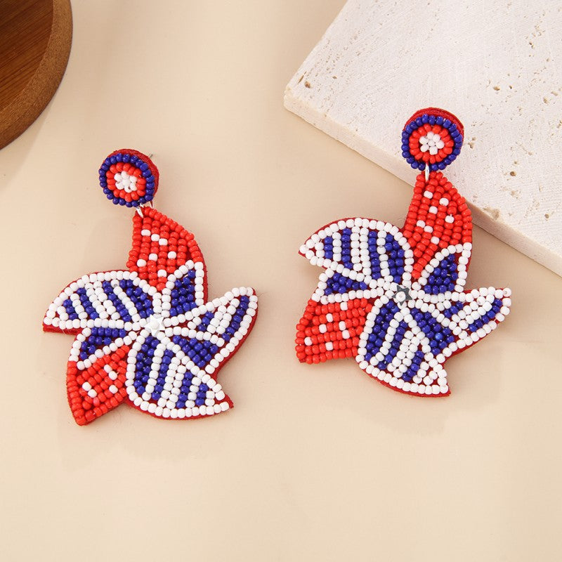 Independence Day Windmill Seed Bead Earrings E8066