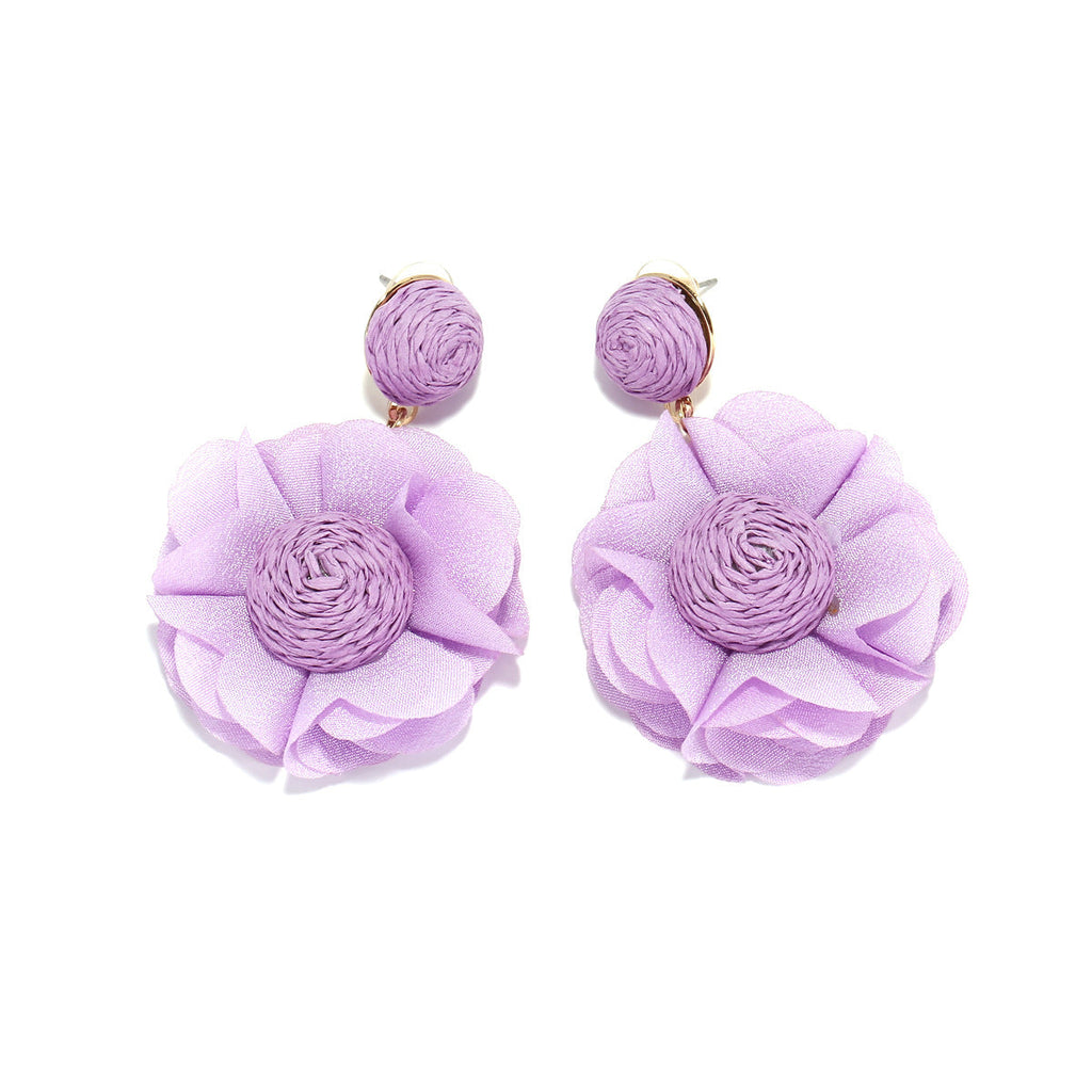 Flower Raffia Earrings E8143