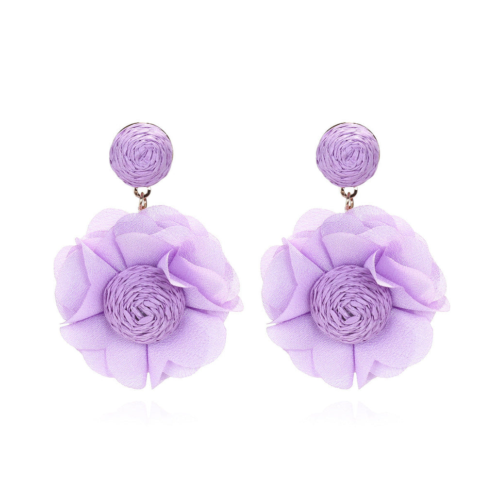 Flower Raffia Earrings E8143