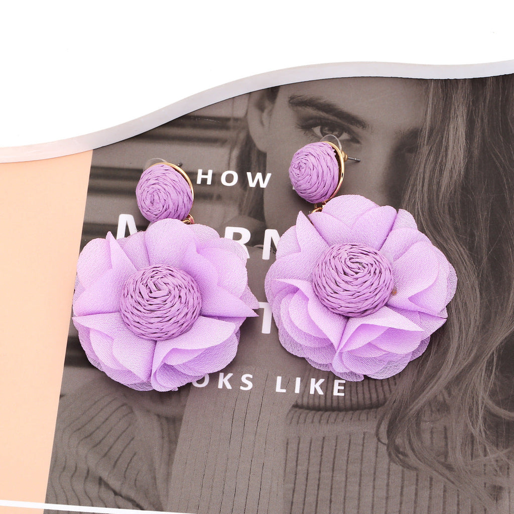 Flower Raffia Earrings E8143