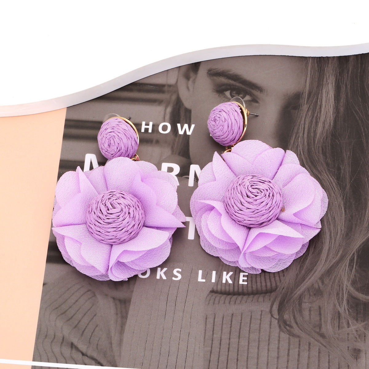 Flower Raffia Earrings E8143