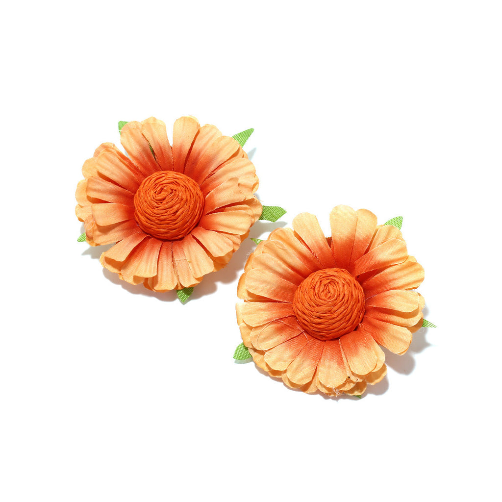 Flower Raffia Stud Earrings E8144
