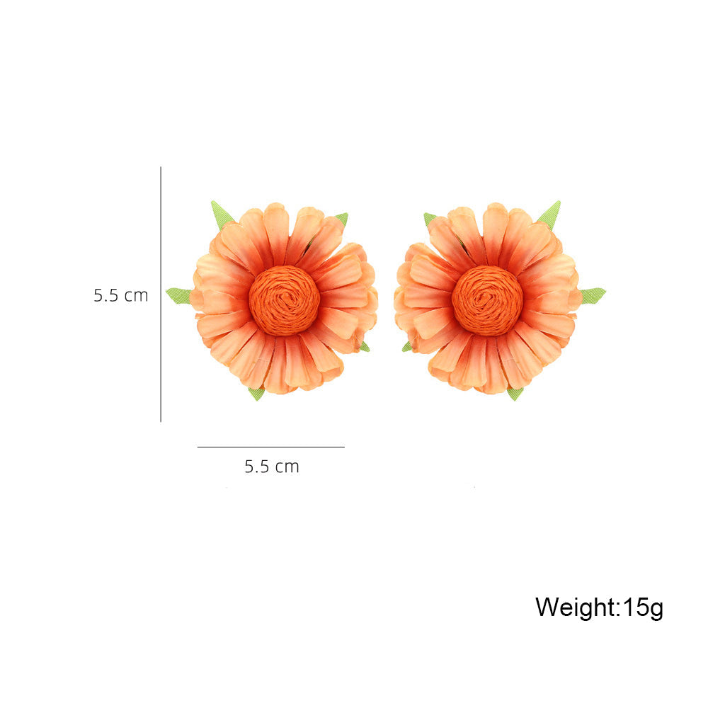 Flower Raffia Stud Earrings E8144