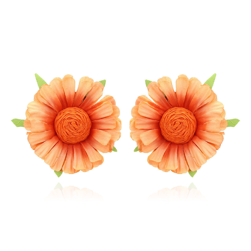 Flower Raffia Stud Earrings E8144
