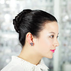 Rose Cubic Zirconia Asymmetrical Earrings E8171