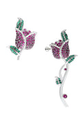 Rose Cubic Zirconia Asymmetrical Earrings E8171