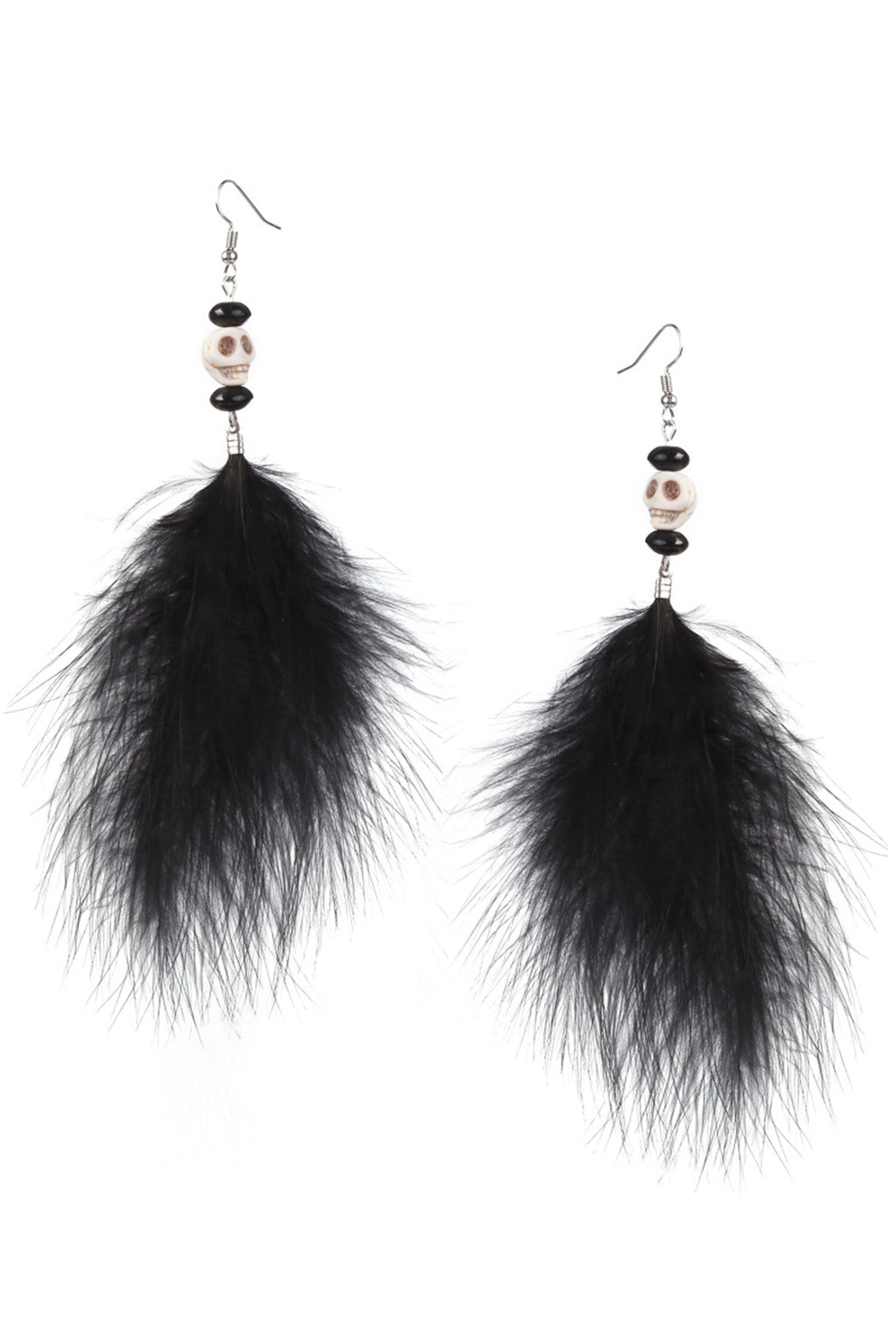 Skull Feather Tassel Earrings E8242