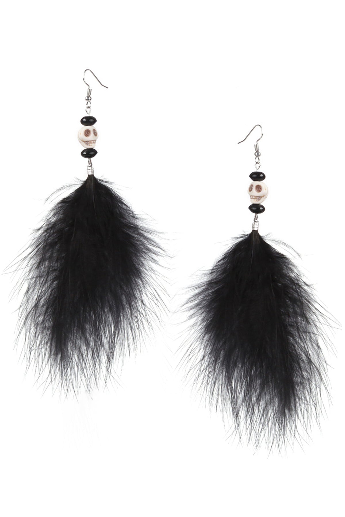 Skull Feather Tassel Earrings E8242