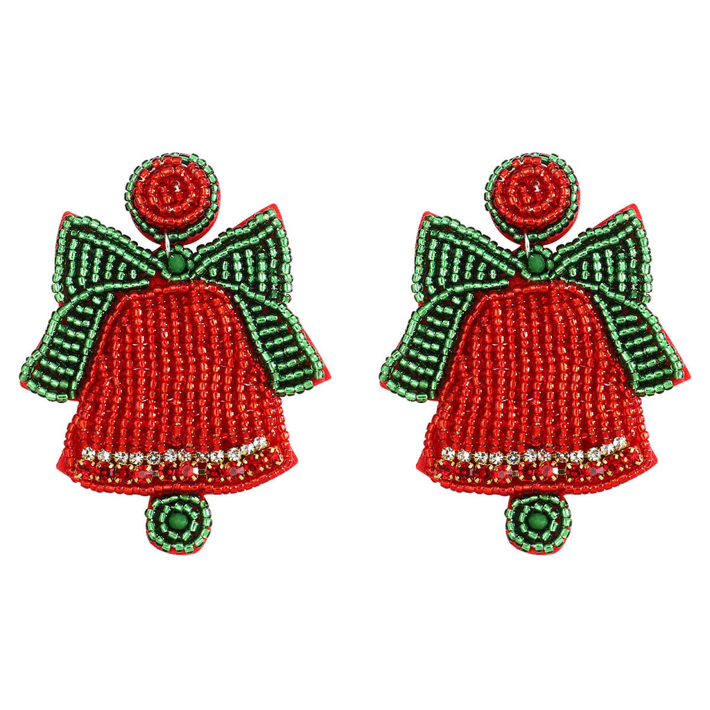 Christmas Bell Seed Bead Earrings E8275