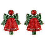 Christmas Bell Seed Bead Earrings E8275
