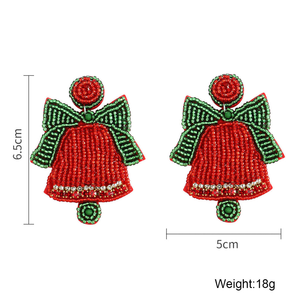 Christmas Bell Seed Bead Earrings E8275